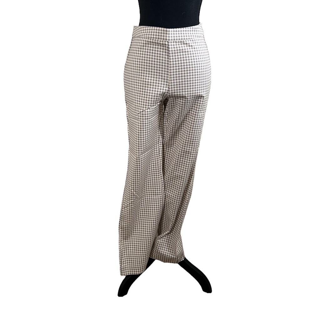 We Wore What Women’s Blue & Cream Micro-Gingham Cropped Straight Pant, Size 2